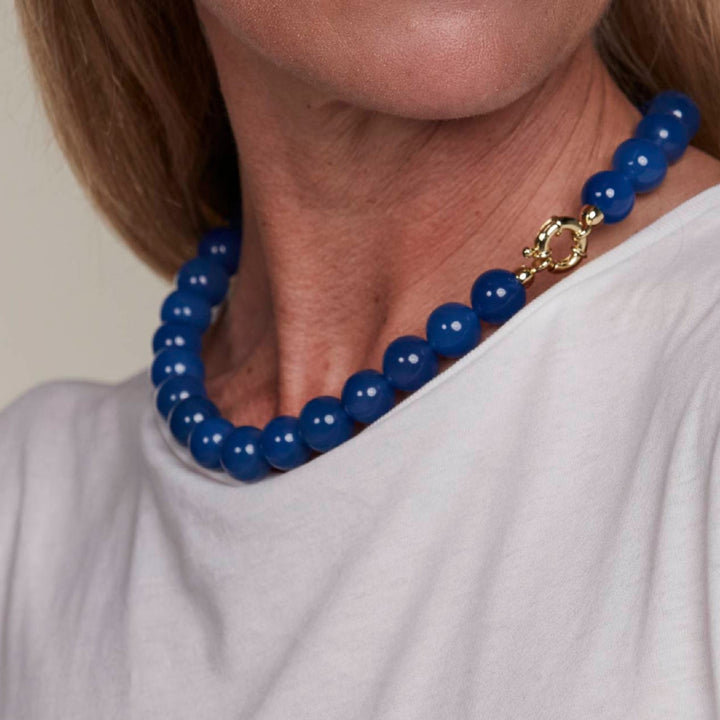 Blue Agate Necklace 14mm
