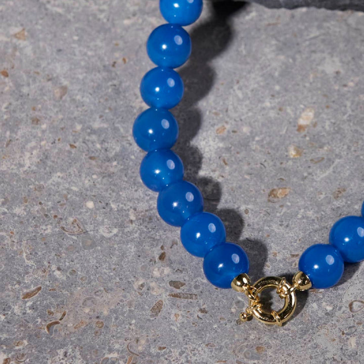 Blue Agate Necklace 14mm