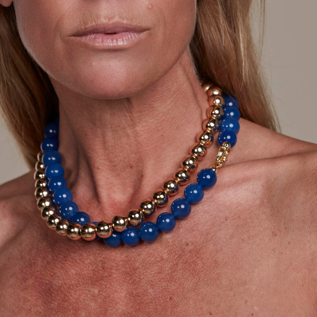 Blue Agate Necklace 14mm