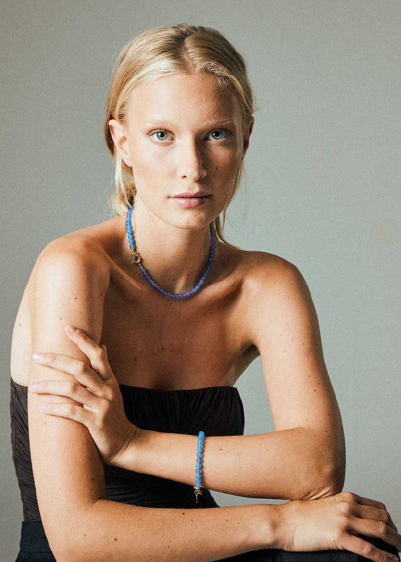 Blue agate bracelet 6mm