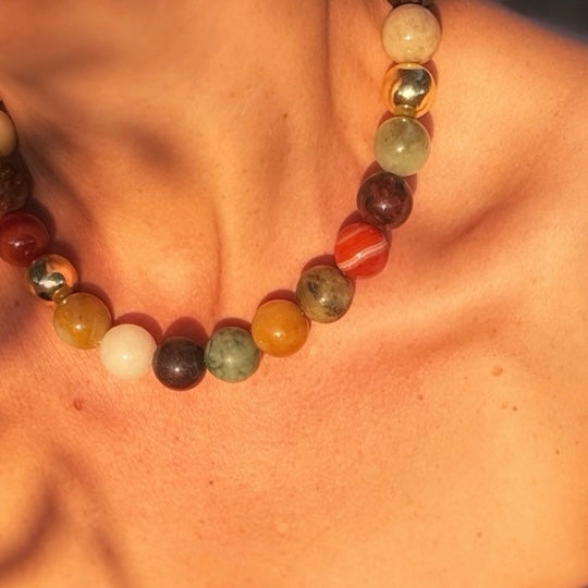 Mixed Gemstone Necklace 16mm