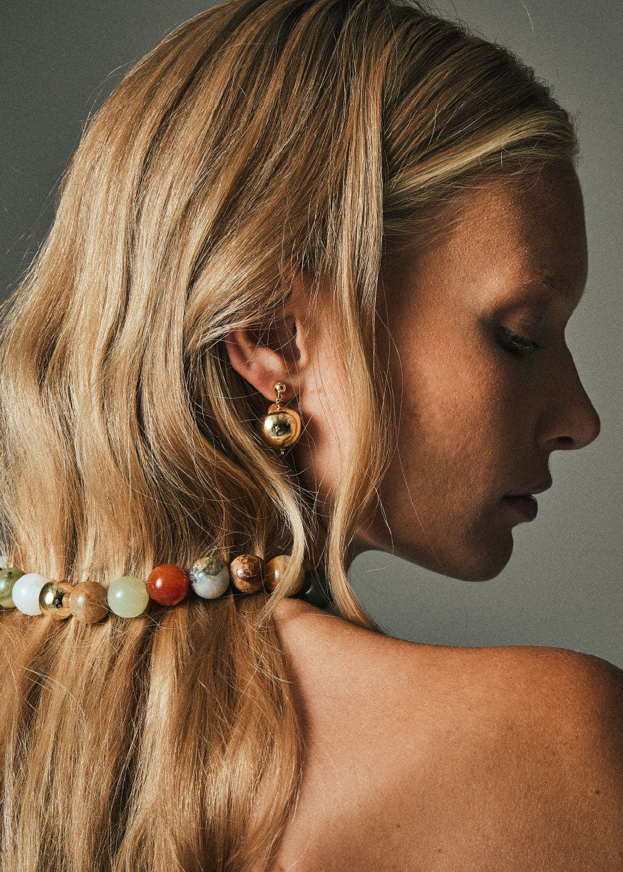 Gold-plated bead earrings 20mm