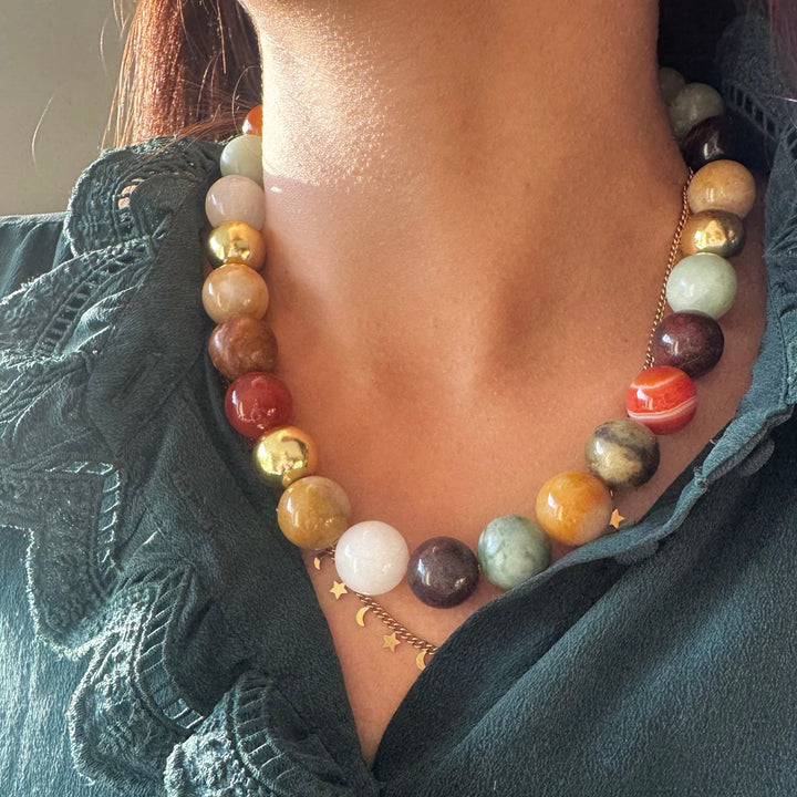 Mixed Gemstone Necklace 16mm