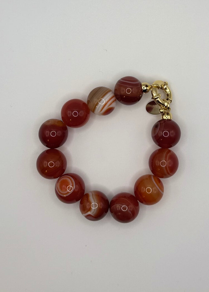 Red Striped Agate Bracelet 16mm