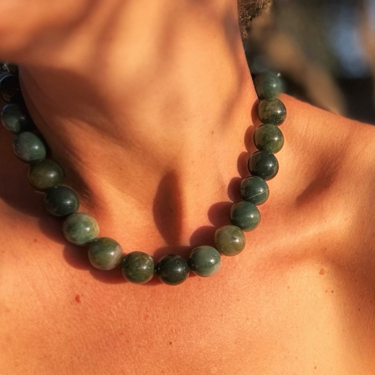 Moss Agate Necklace 16mm