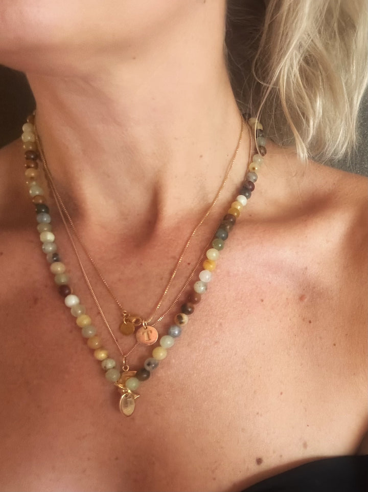 Flower jade necklace 6mm