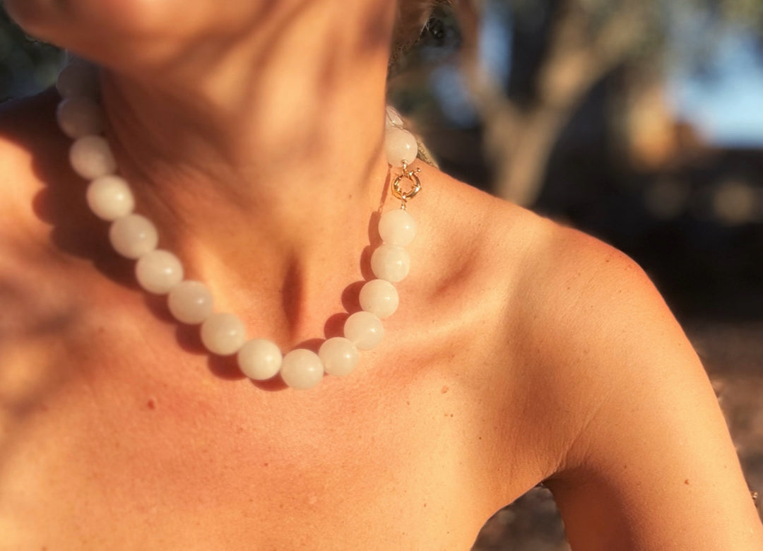 White Jade Necklace 16mm
