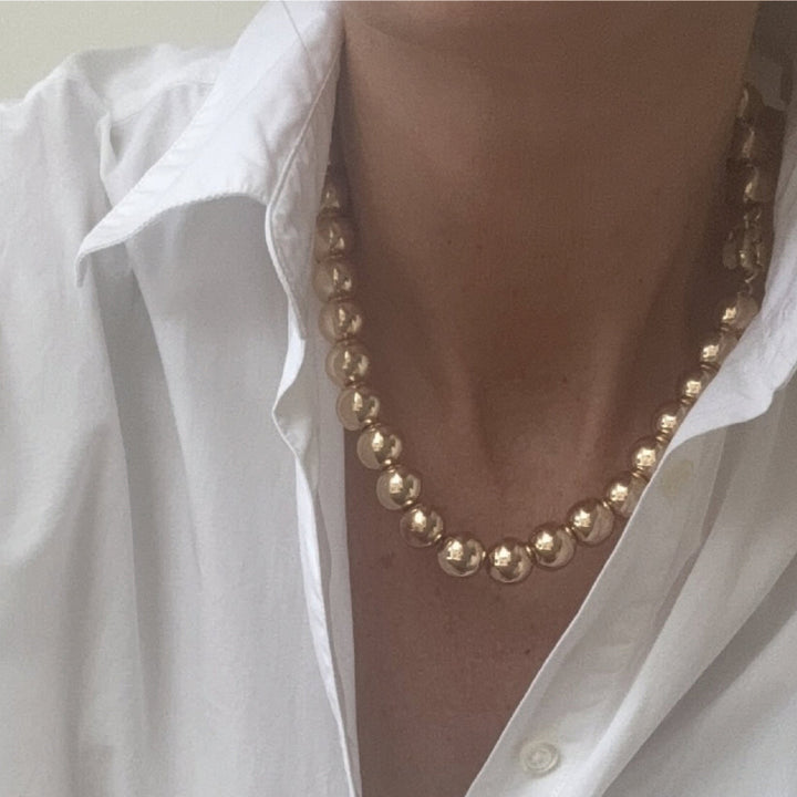 Gold Hematite Necklace 12mm