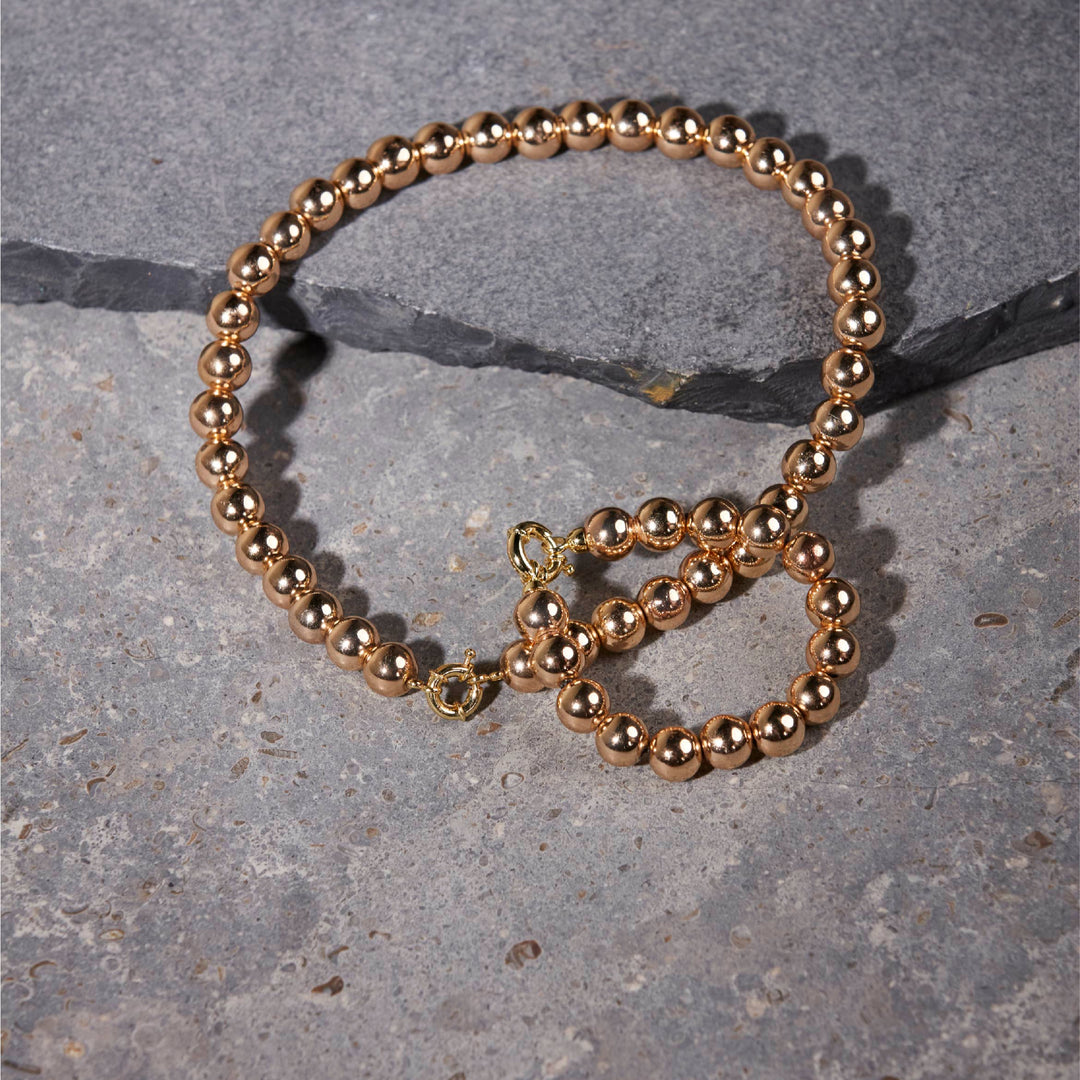 Gold Hematite Necklace 12mm