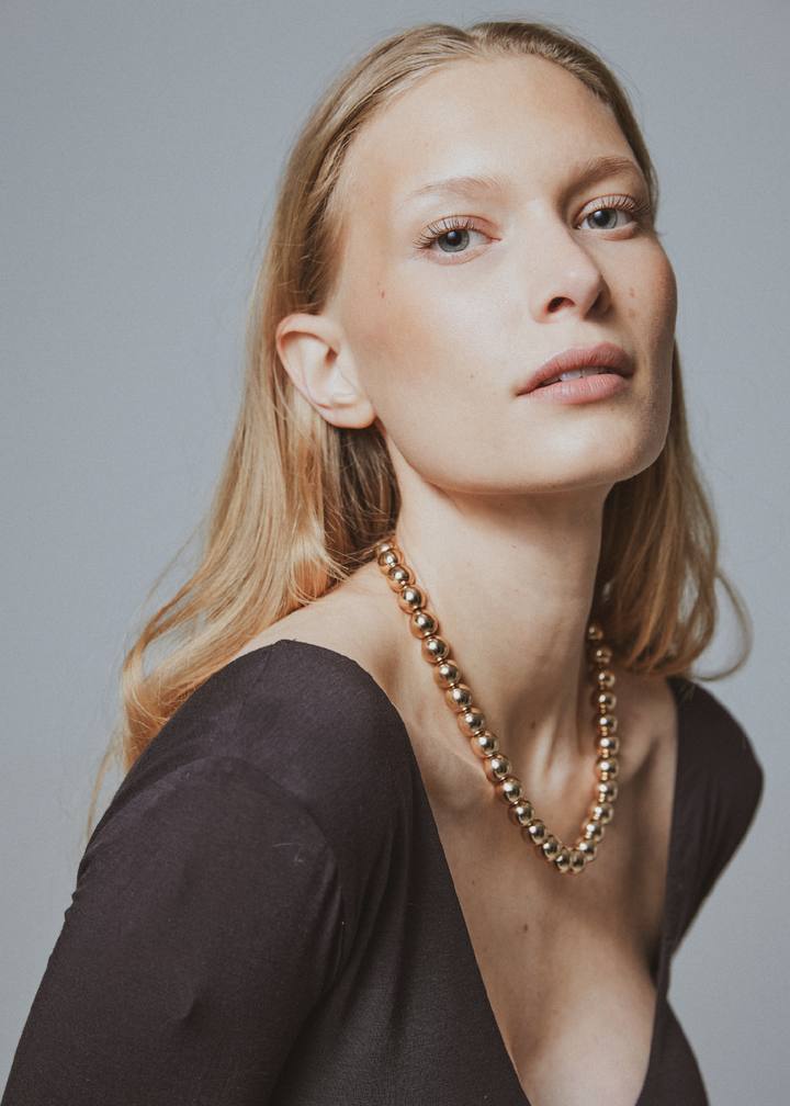 Gold hematite necklace 12mm