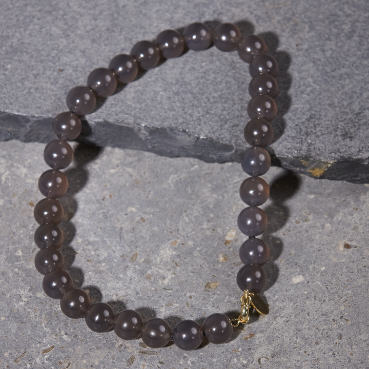 Grey Agate Necklace 14mm