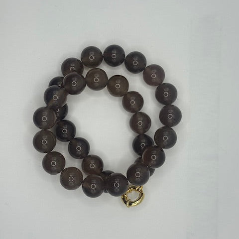 Grey Agate Necklace 14mm