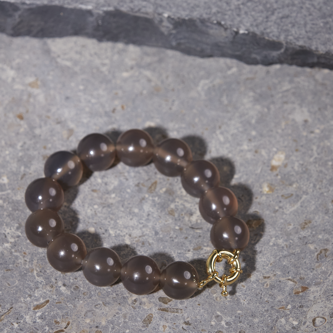 Grey Agate Bracelet 14mm