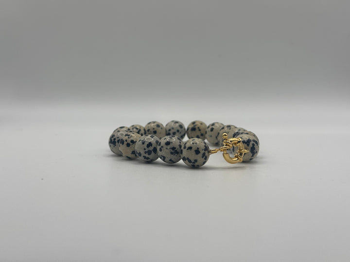 Dalmatian Jasper Braclet 12mm