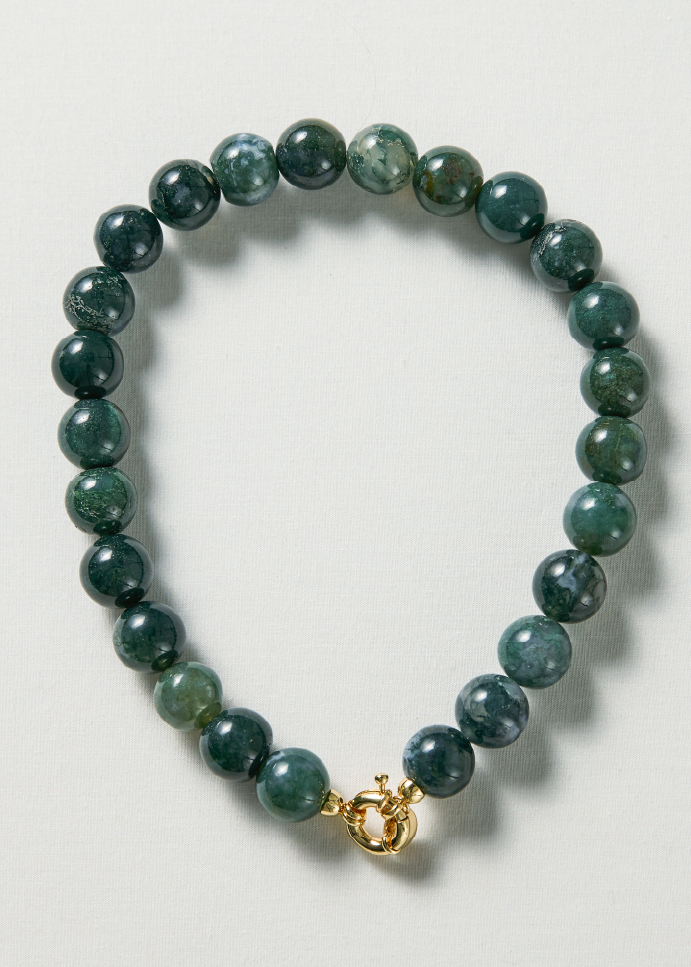 Moss Agate Necklace 16mm