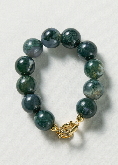 Moss agate bracelet 16mm
