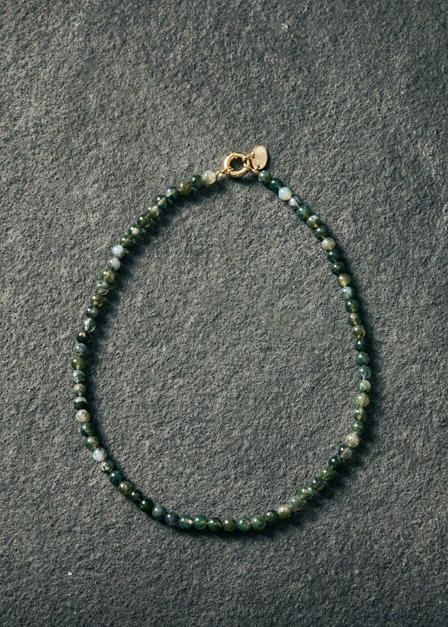 Moss agate necklace 6mm