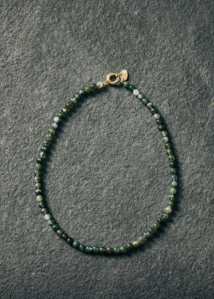 Moss agate necklace 6mm
