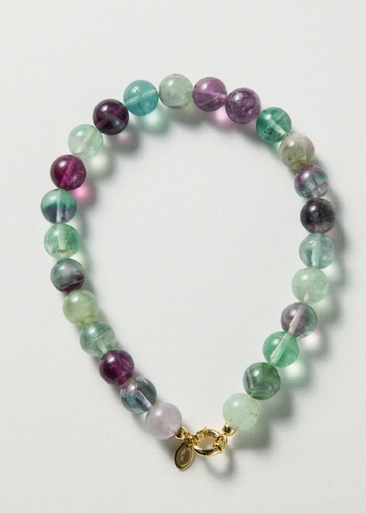 Rainbow fluorite necklace 16mm