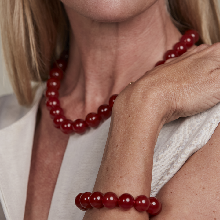 Red Agate Necklace 14mm