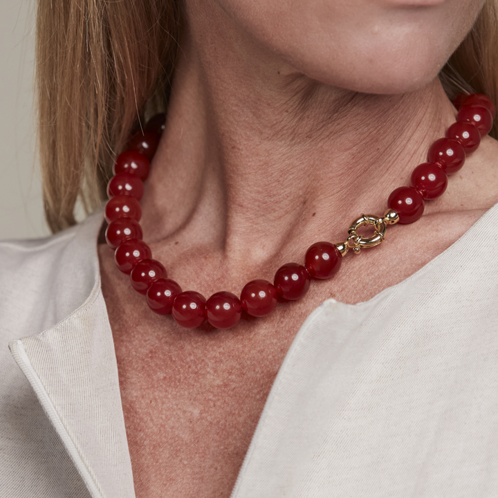 Red Agate Necklace 14mm