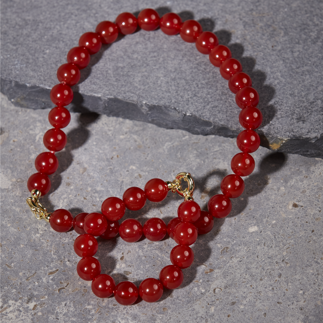 Red Agate Necklace 14mm