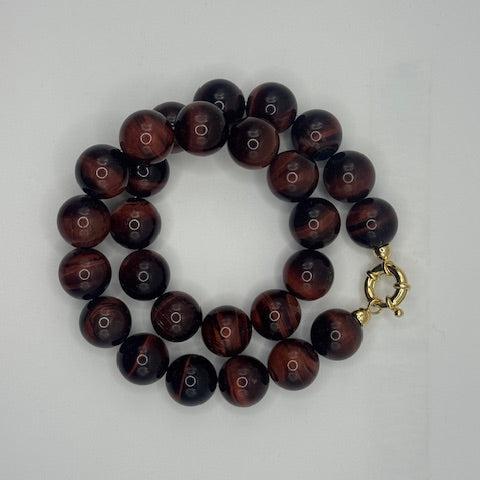 Red Tigereye Necklace 16mm