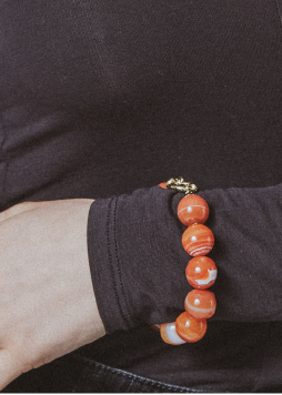 Red striped agate bracelet 16mm