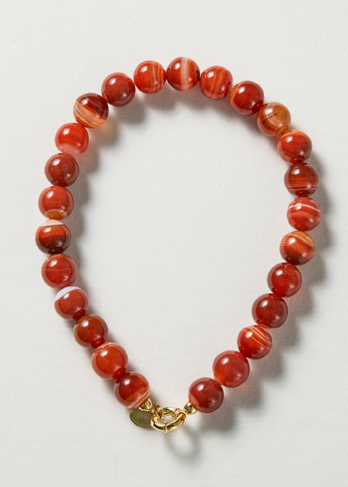 Red striped agate necklace 16mm