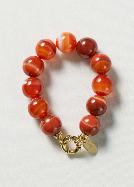 Red striped agate bracelet 16mm