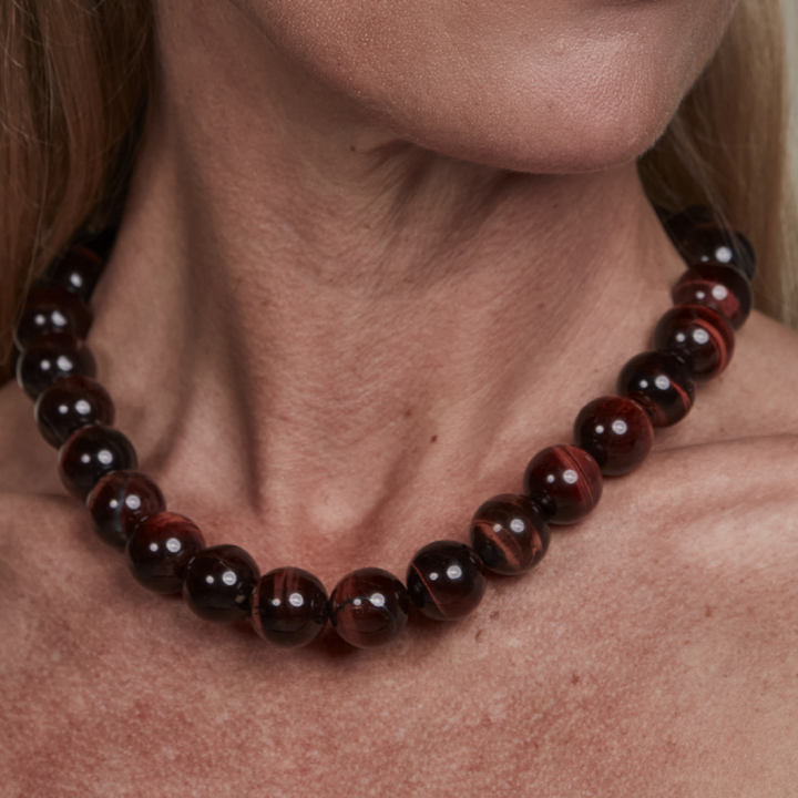 Red Tigereye Necklace 16mm