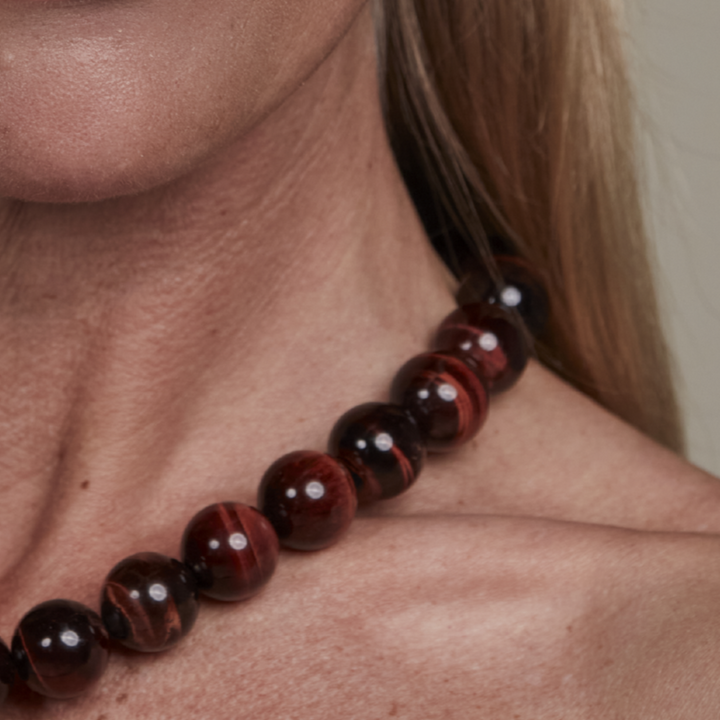 Red Tigereye Necklace 16mm