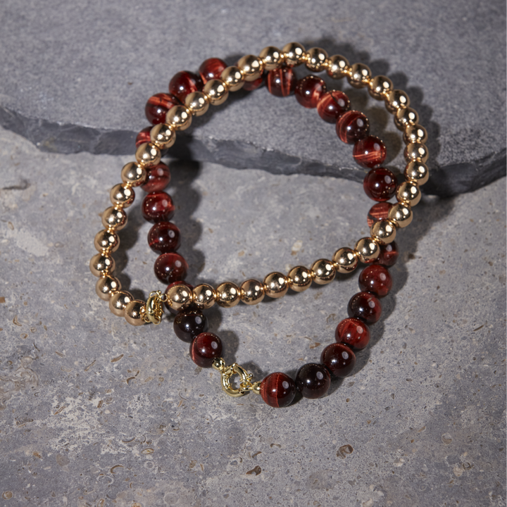 Red Tigereye Necklace 16mm