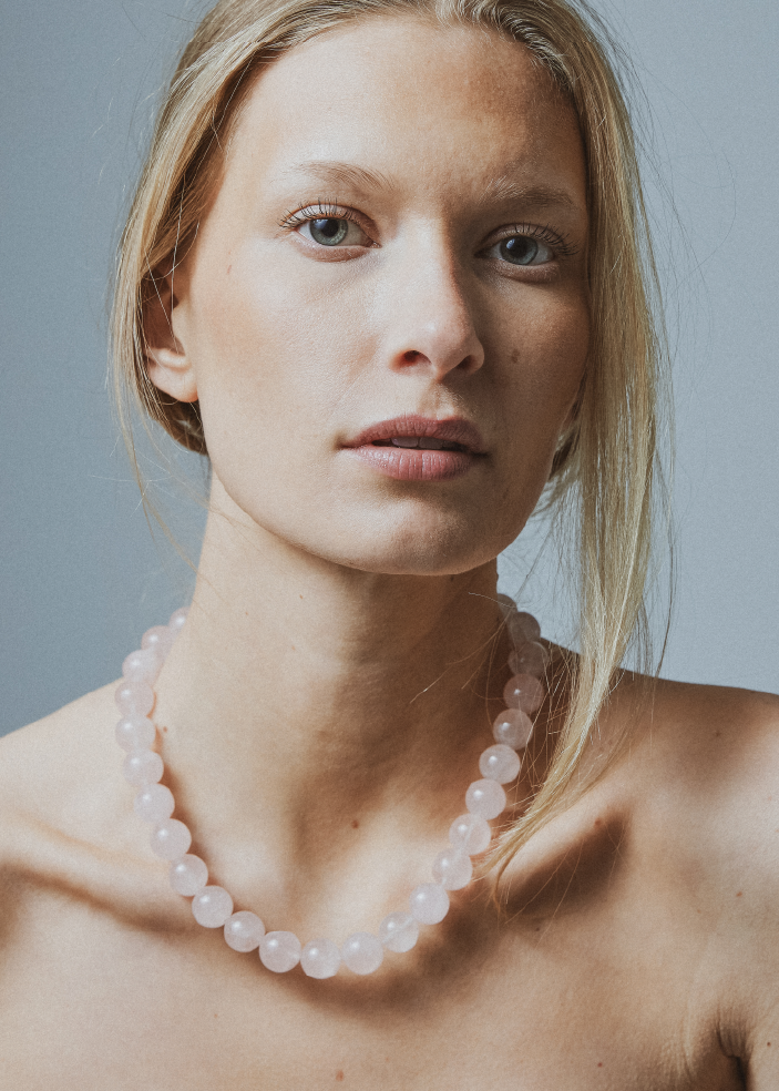 Rose quartz necklace 14mm