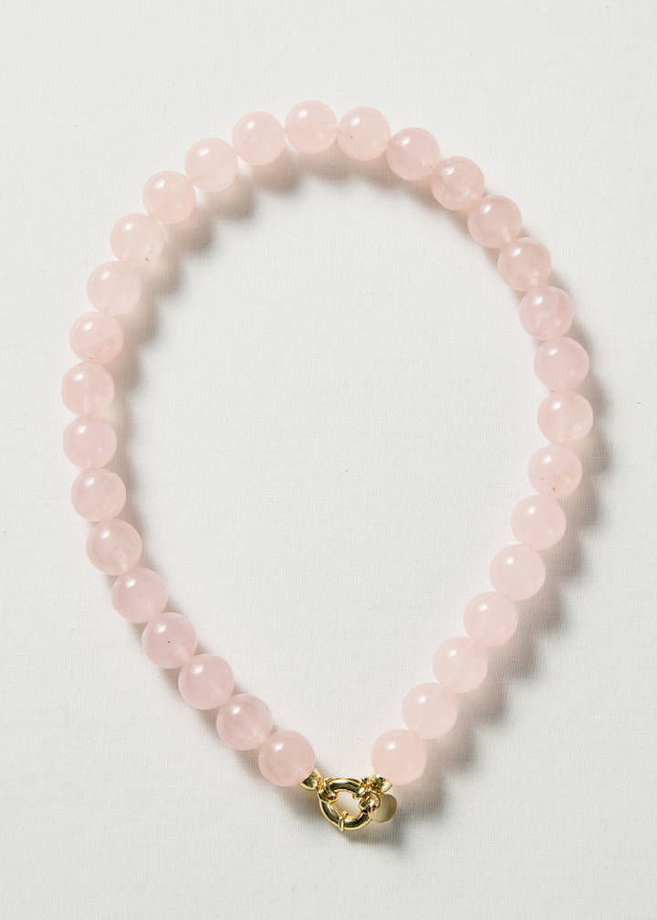 Rose quartz necklace 14mm