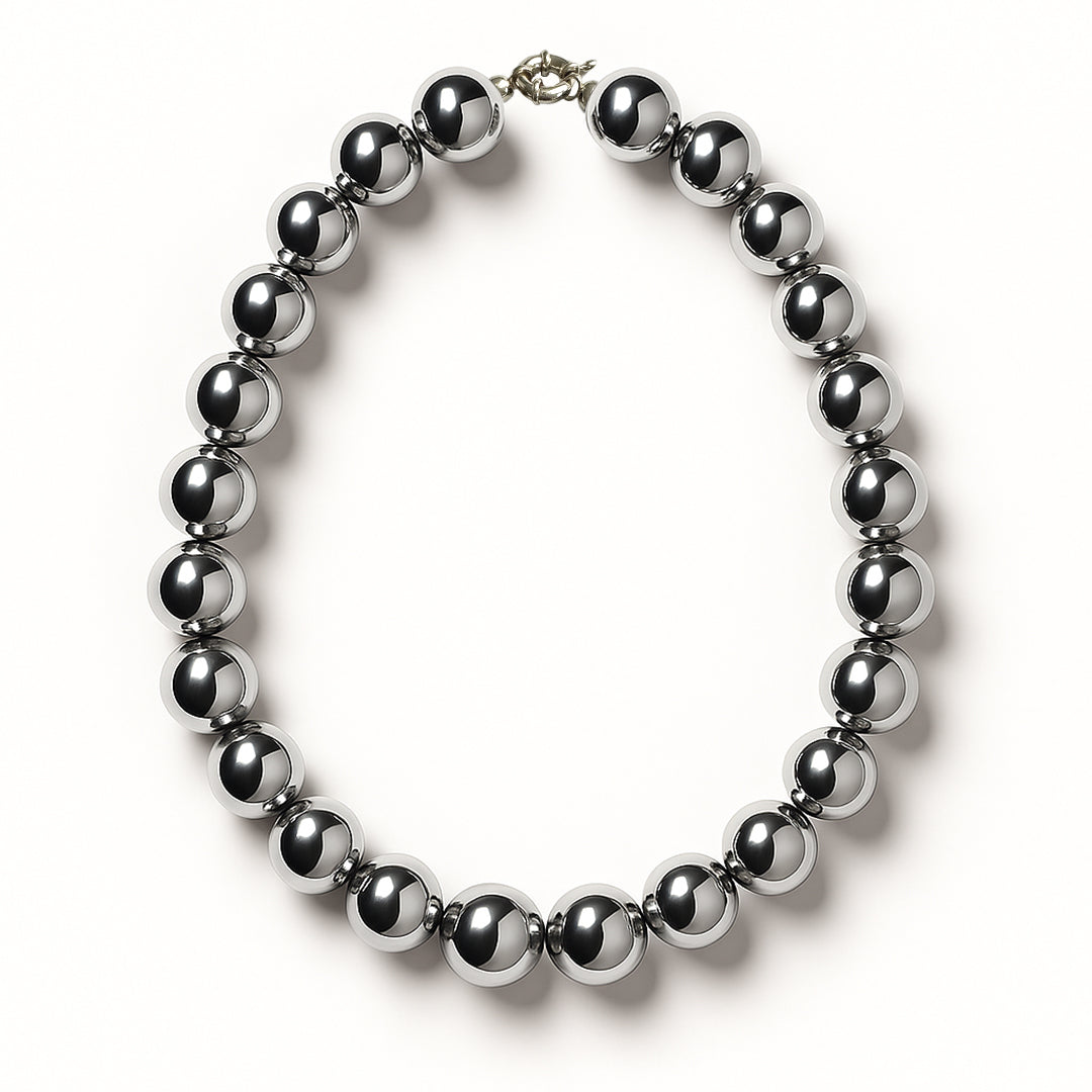 Silver Hematite Necklace 10mm