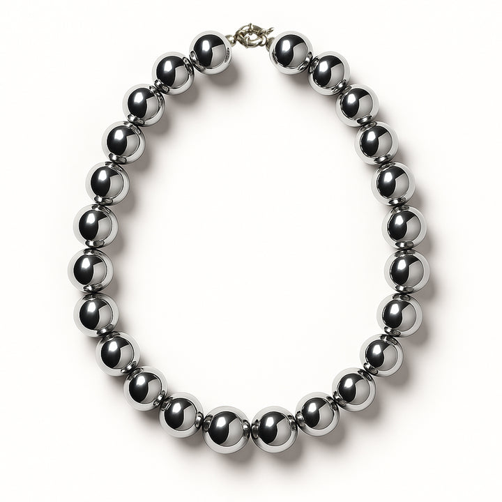 Silver Hematite Necklace 10mm