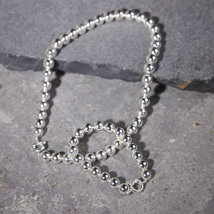 Silver Hematite Necklace 10mm