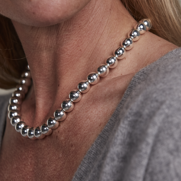 Silver Hematite Necklace 10mm