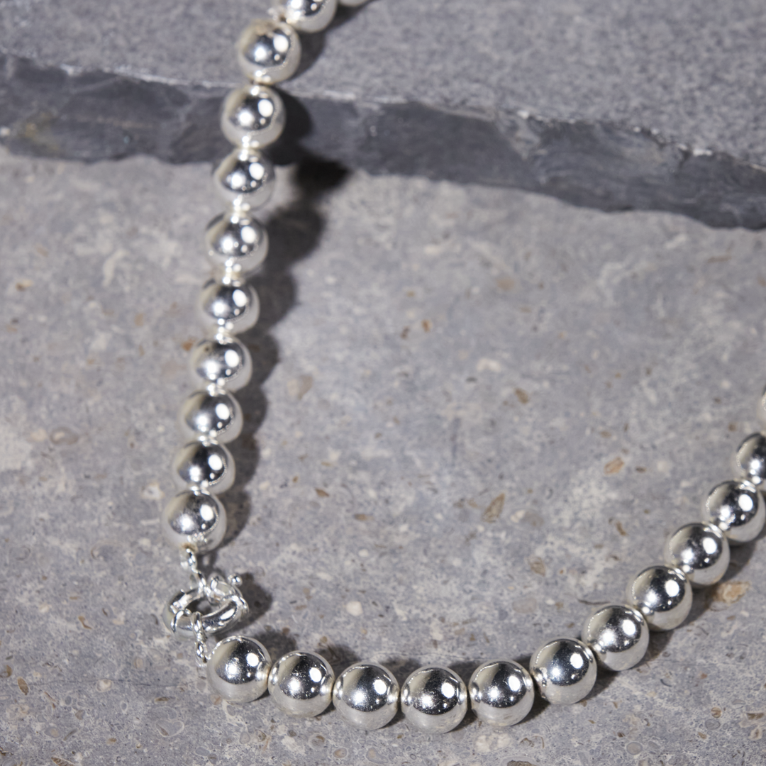 Silver Hematite Necklace 10mm