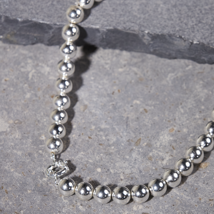 Silver Hematite Necklace 10mm
