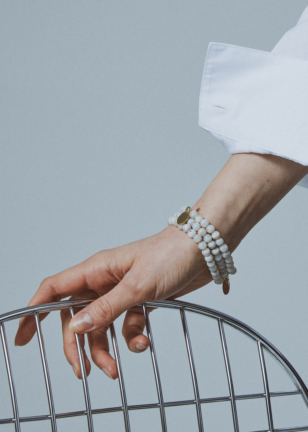 White striped agate bracelet 6mm