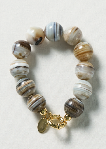 White striped agate bracelet 16mm