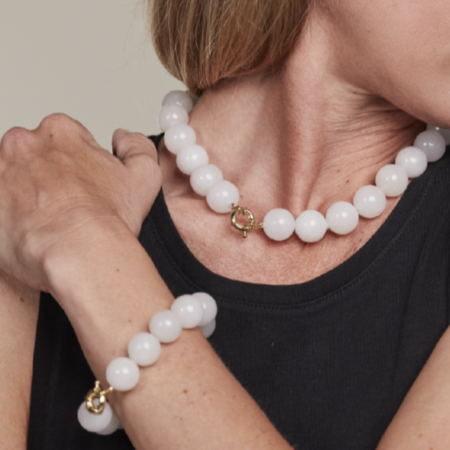 White Jade Necklace 16mm