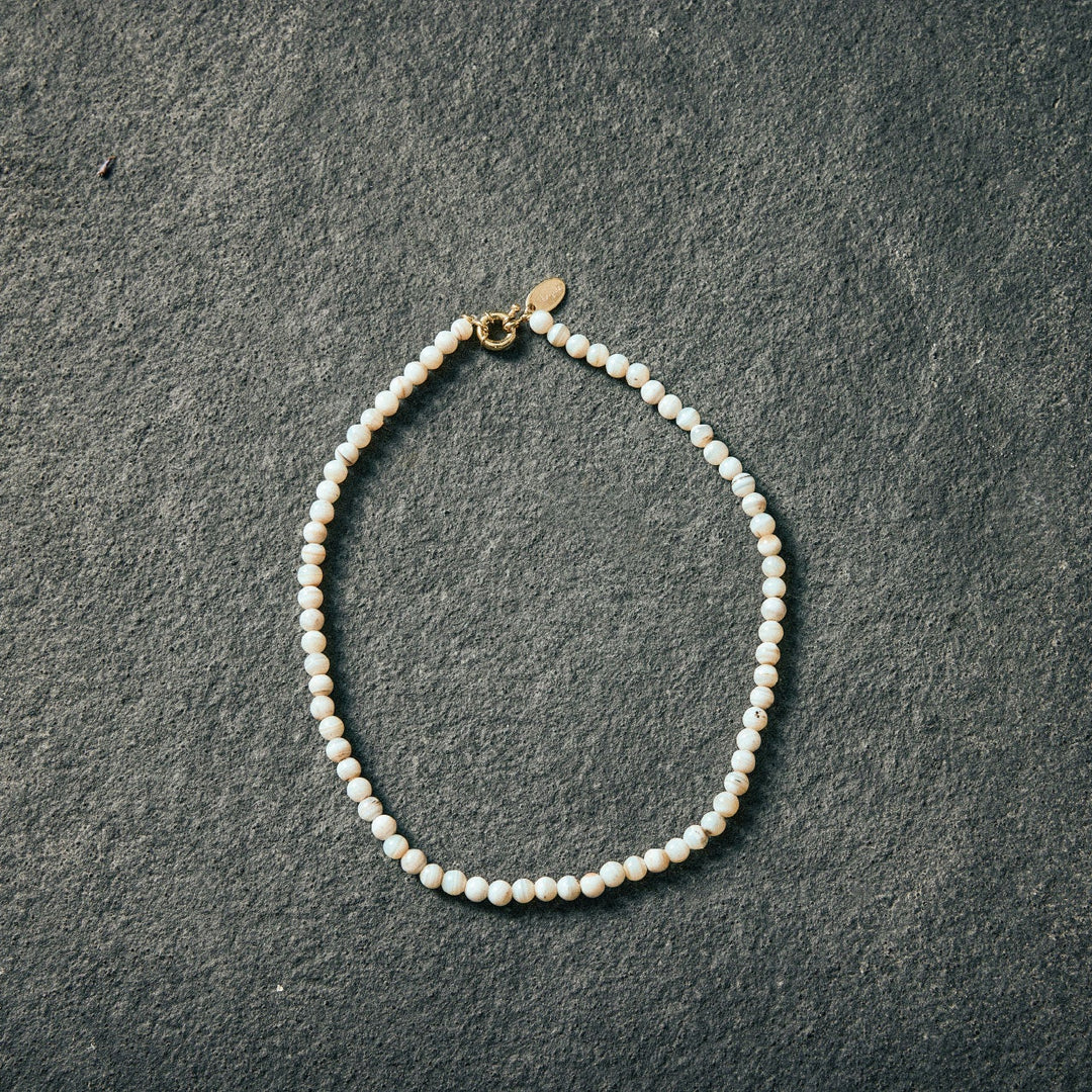 White stripe agate necklace 6mm