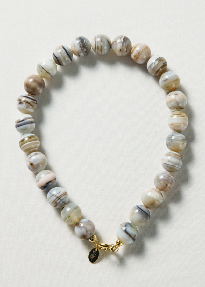 White striped agate necklace 16mm