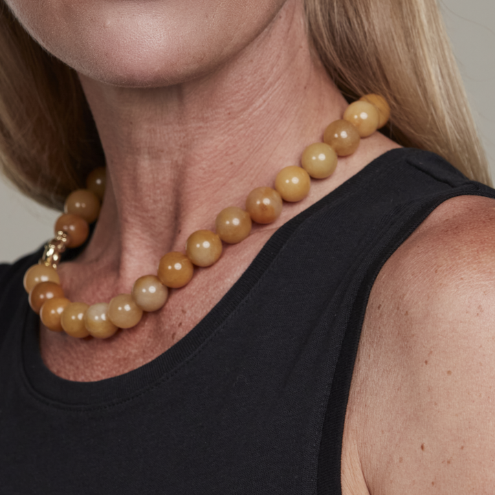 Yellow Jade Necklace 16mm