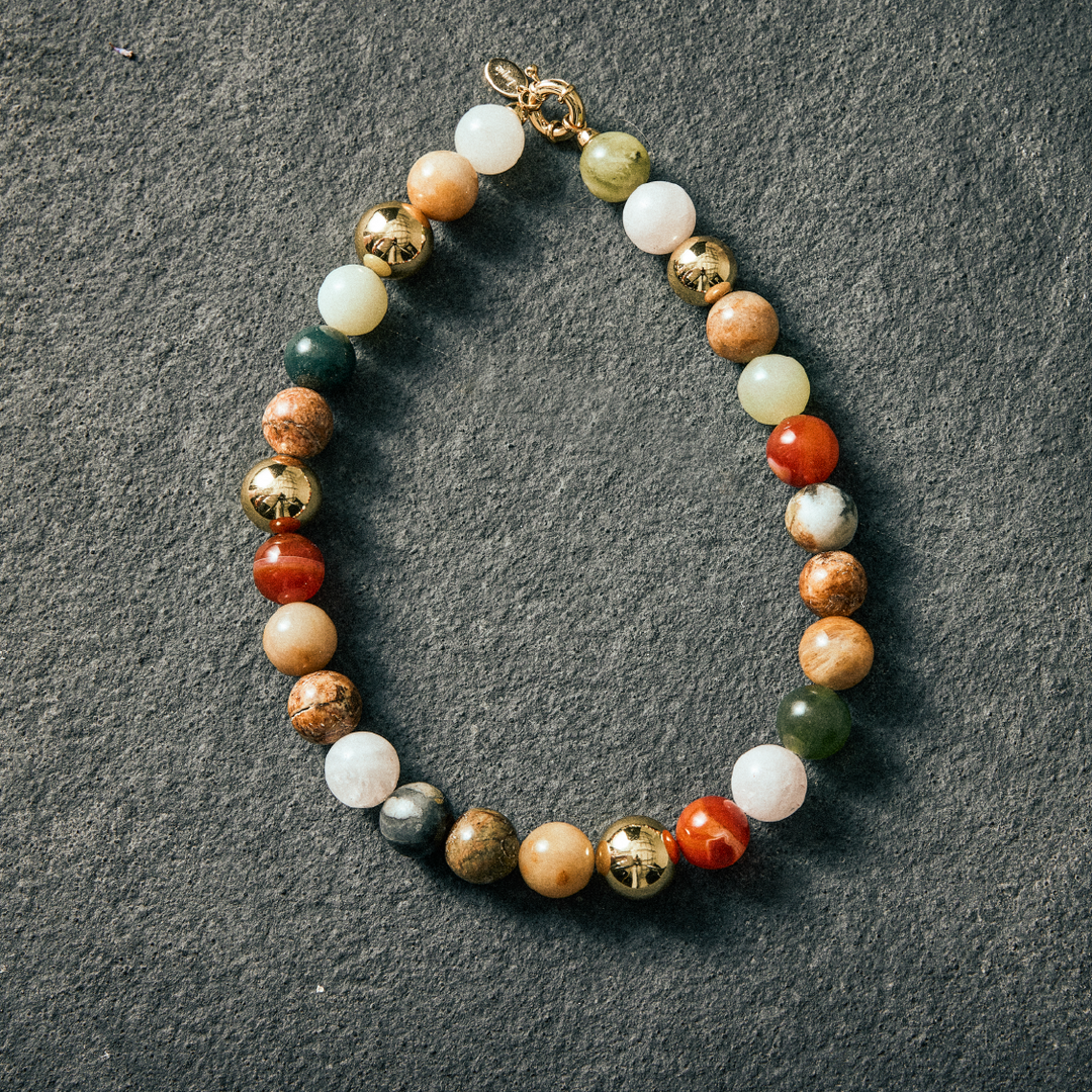 Mixed gemstone necklace 16mm