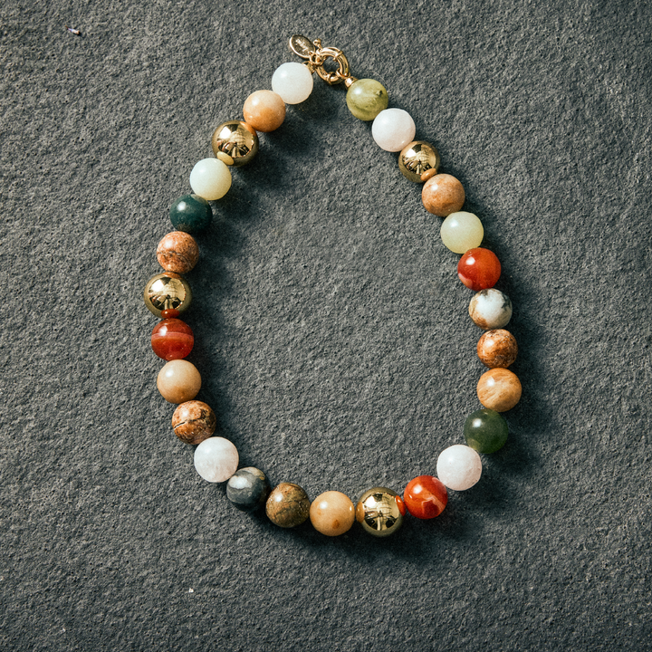 Mixed gemstone necklace 16mm
